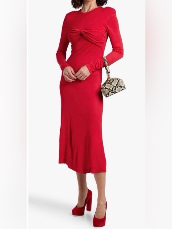FARM Rio Dresses & Skirts - FARM Rio Red Long-Sleeve Twist-Front Midi Dress